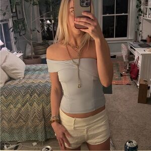 Superdown Caitlyn Twist Front Top Light Blue